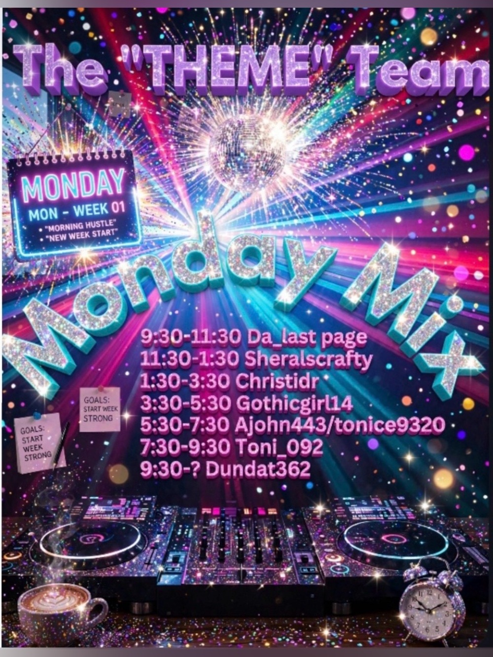 🚂 The Theme Team Monday Mix @christidr show flyer